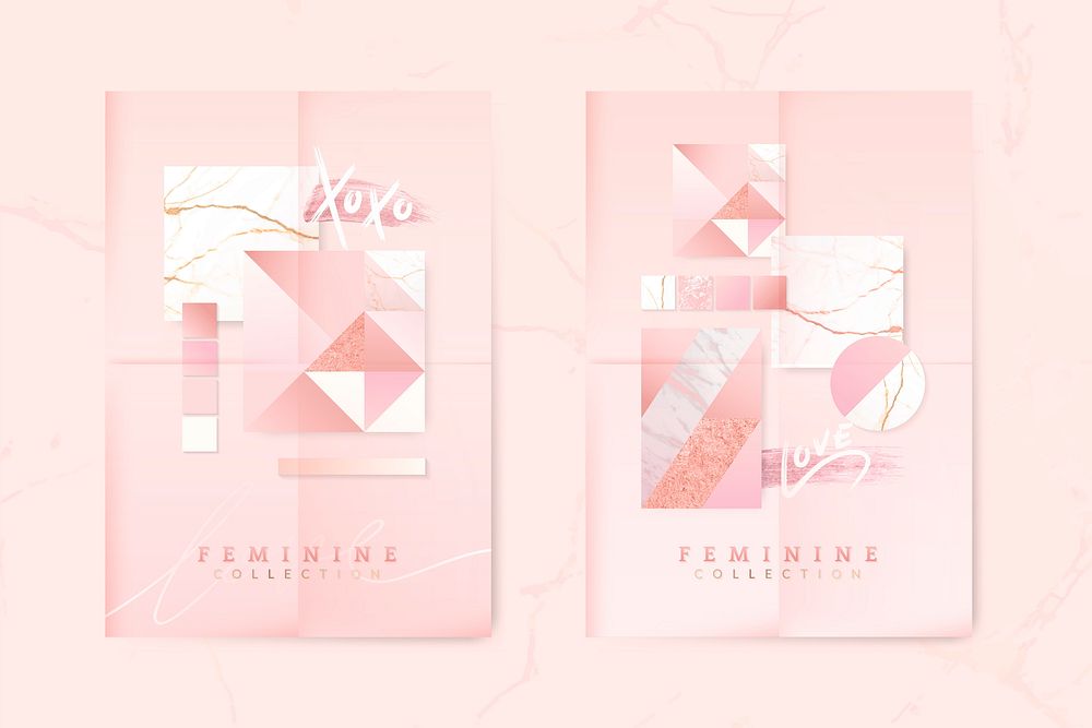 Pink feminine geometric poster banner