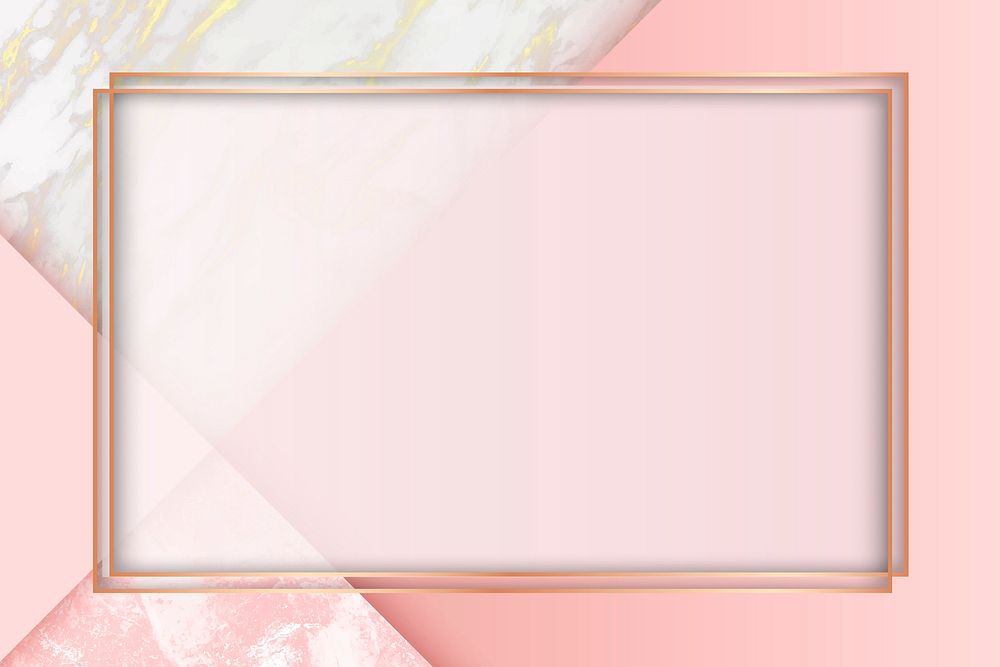 Gold rectangle frame on pink background vector