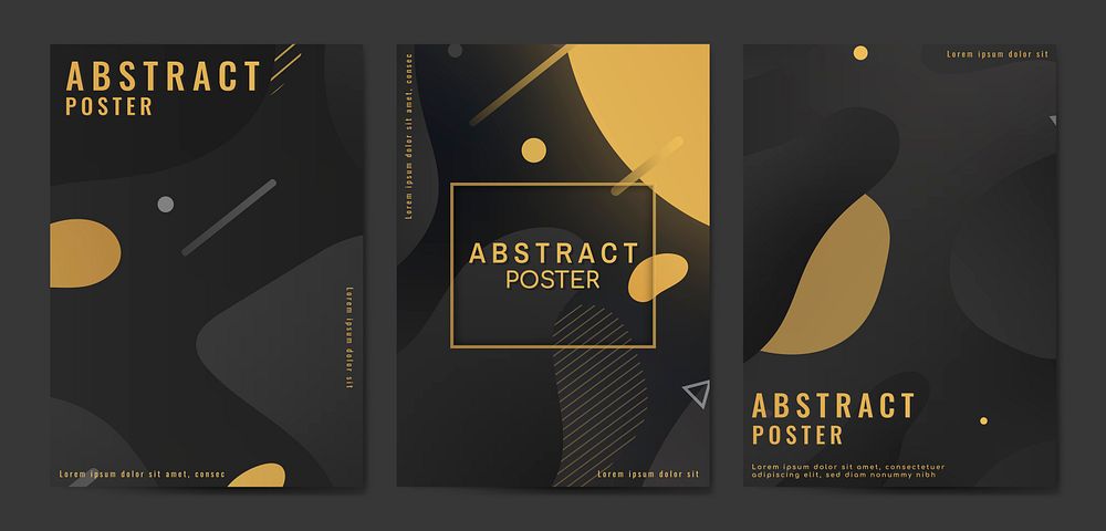 Abstract black and yellow poster vectors collection