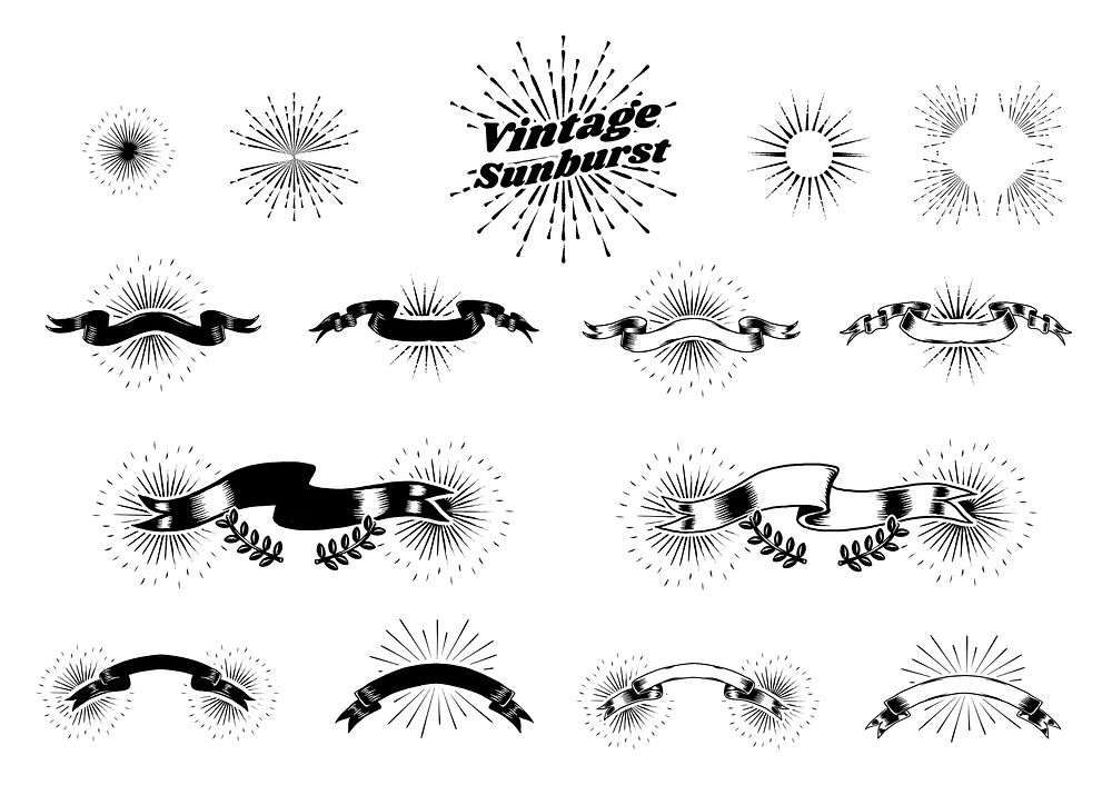 Old school ribbon banner vectors collection