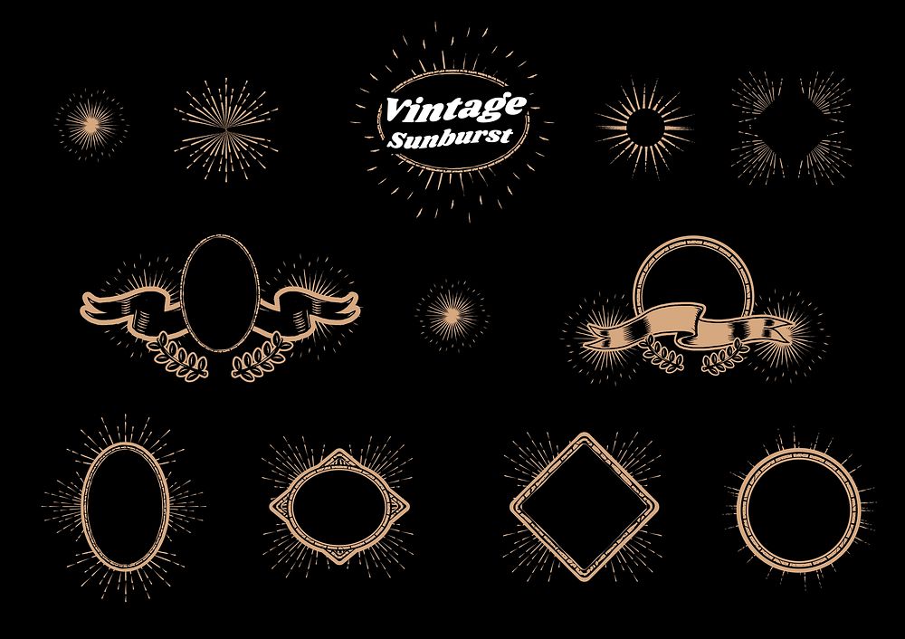 Old school vintage sunburst badge vectors collection