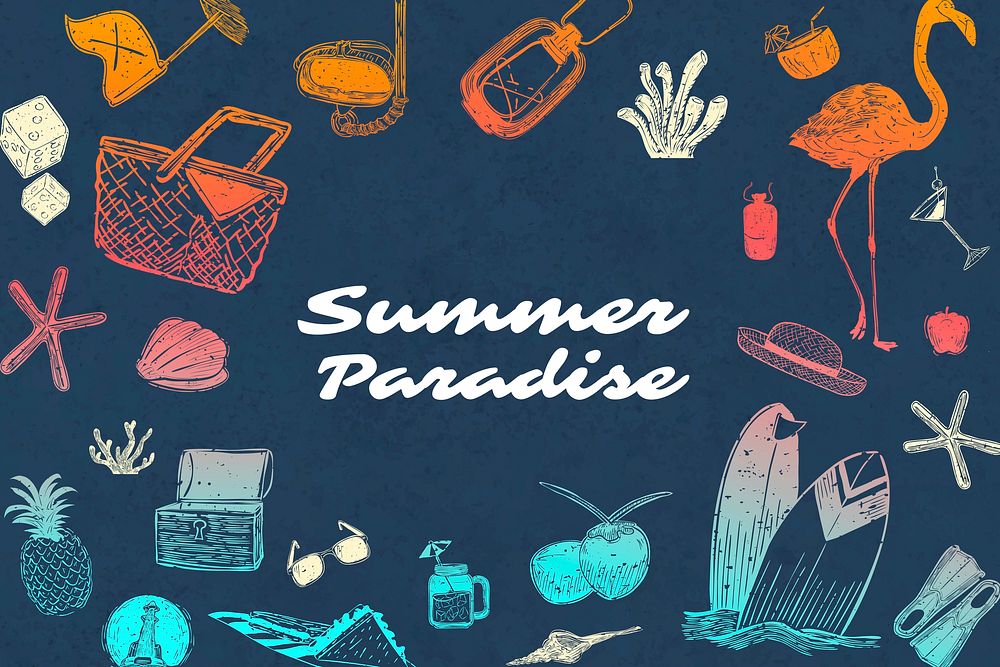Summer themed border background vector
