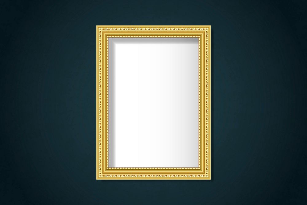 Luxurious golden frame mockup on a wall Free Vector Mockup rawpixel