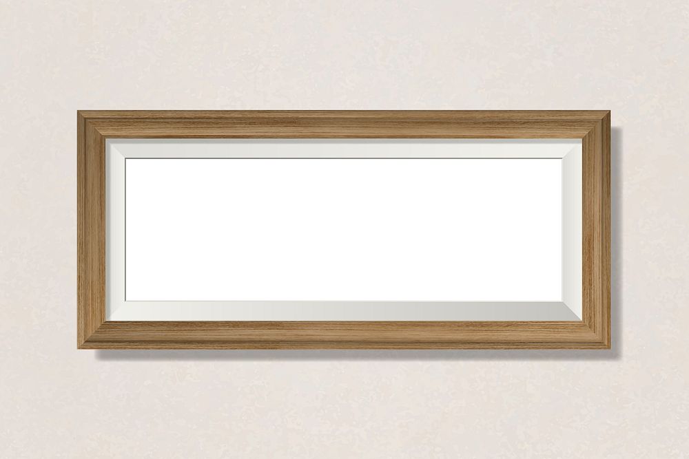 Wooden frame mockup on a wall vector