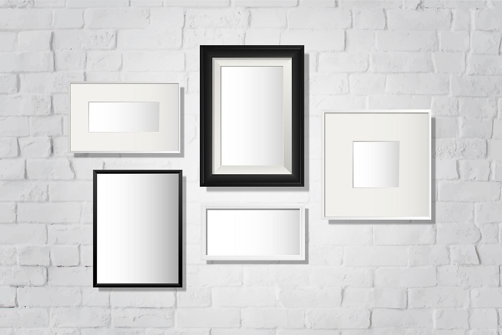 Frame mockup collection on a wall vector
