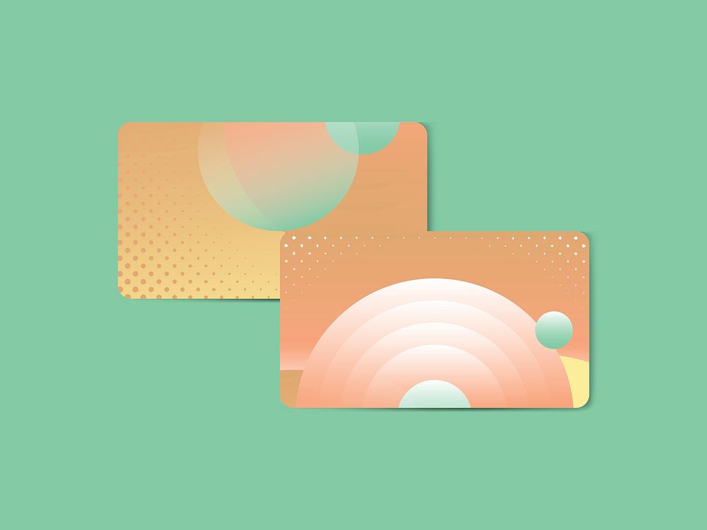 Orange geometric abstract patterned business card template vector