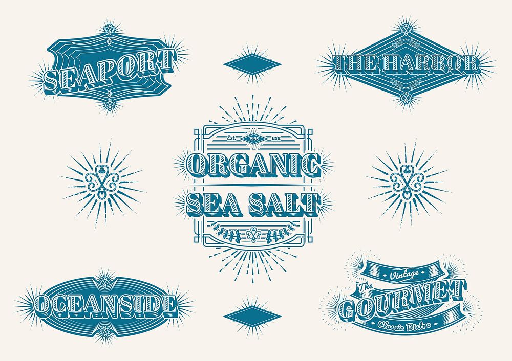 Seafood restaurant vintage logos vector set