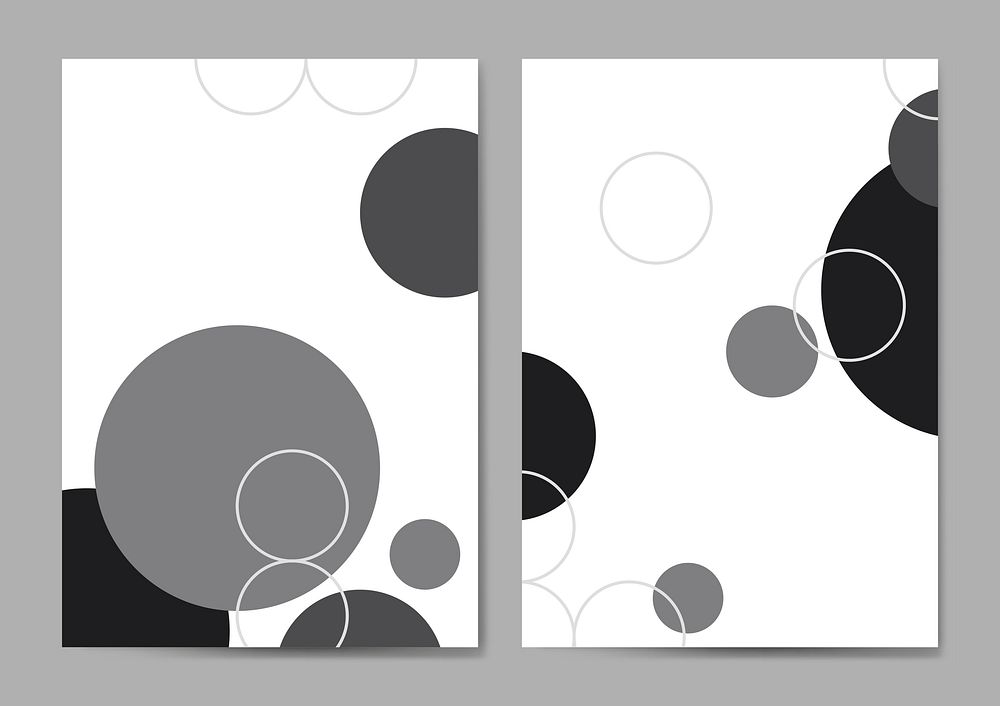 Black and white circle geometric pattern poster vectors set
