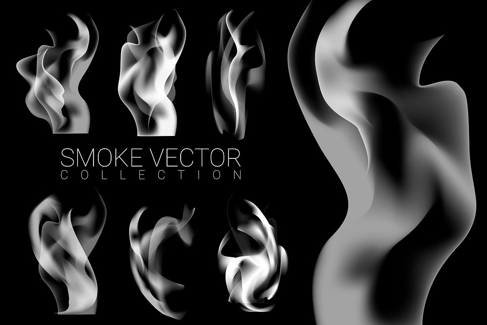 White smoke abstract background set vector