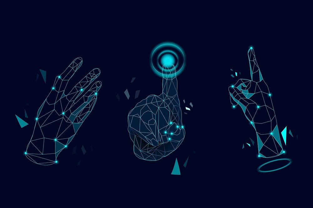 Touch of the future AI hands vector