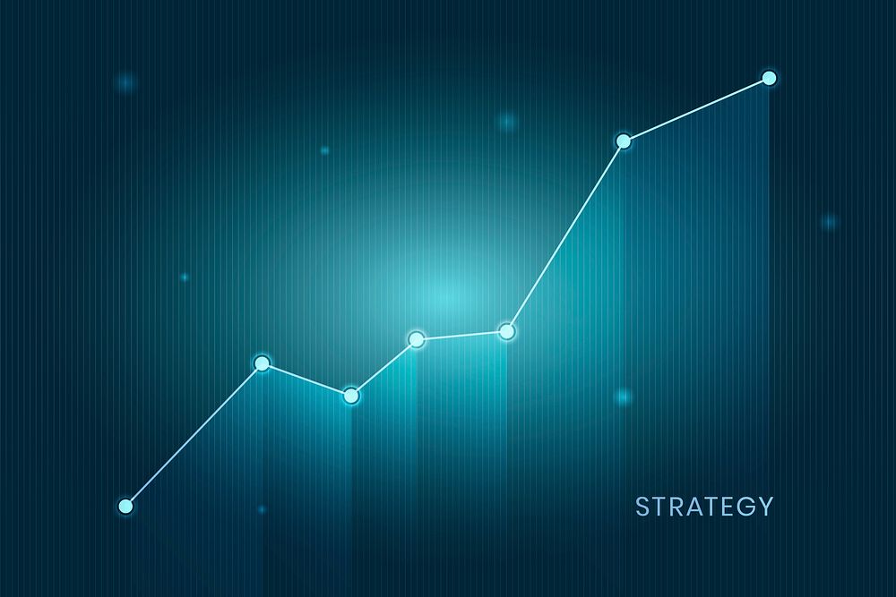 Blue business strategy growing graph