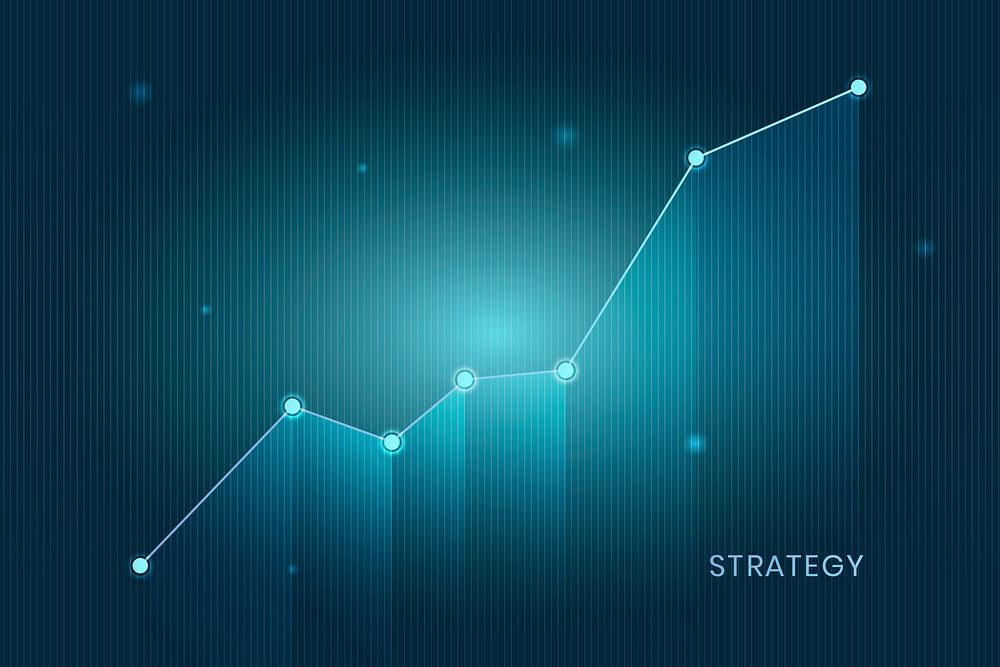 Blue business strategy growing graph vector