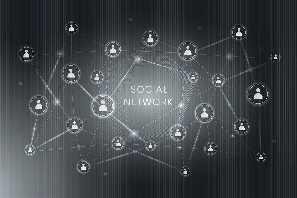 Gray social network technology icons background
