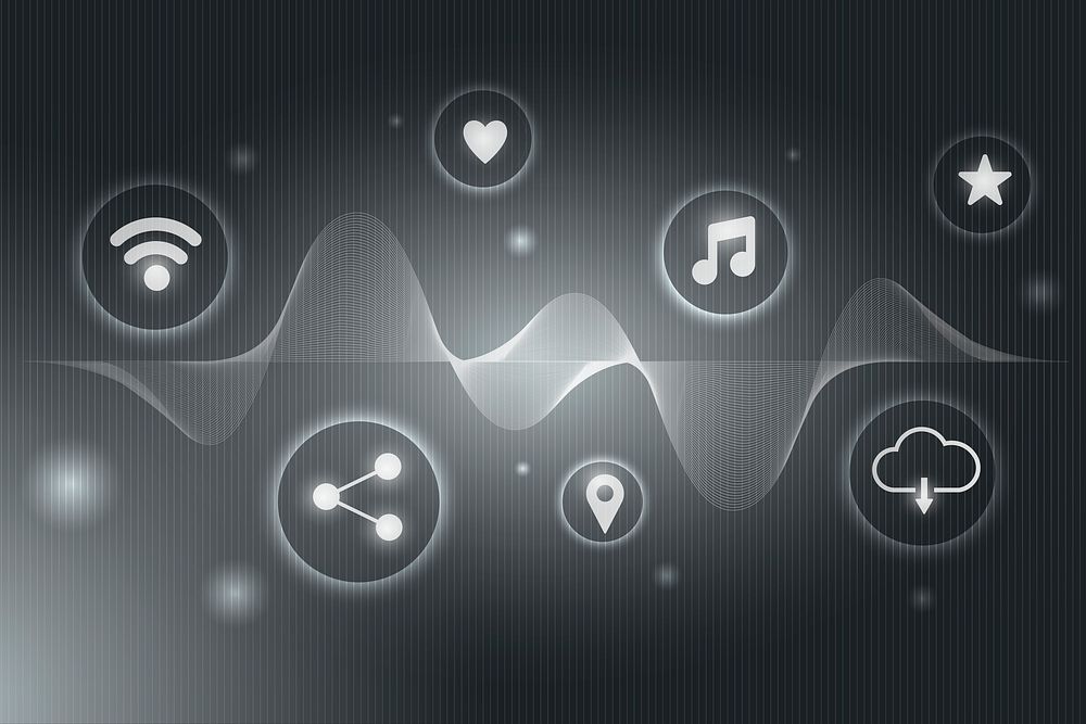 White social network technology icons background