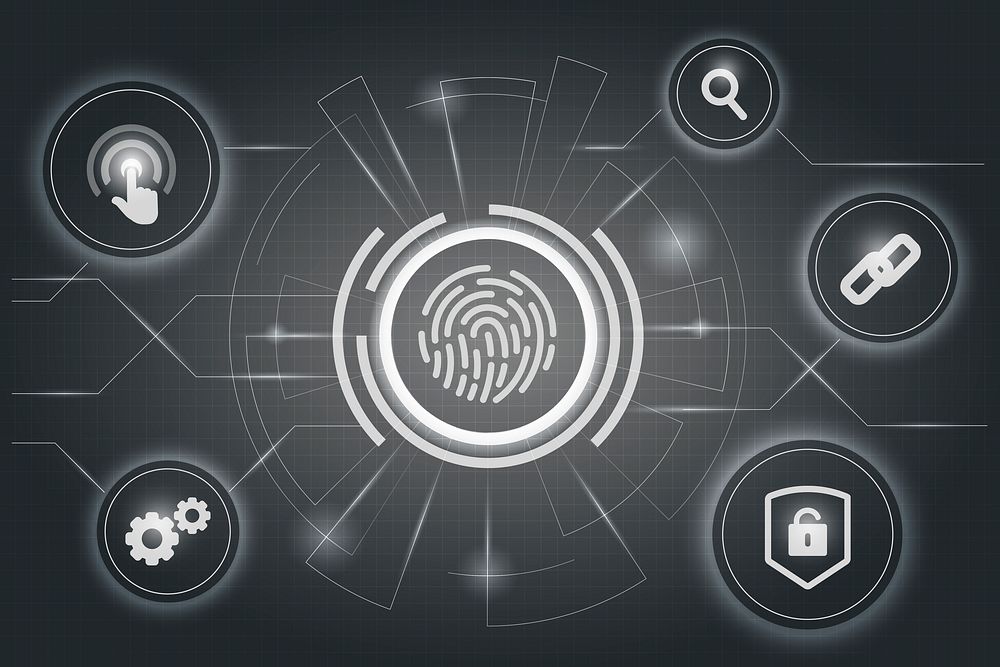 White finger scan biometric identity background