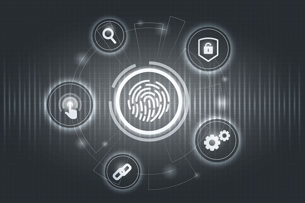 White finger scan biometric identity background vector