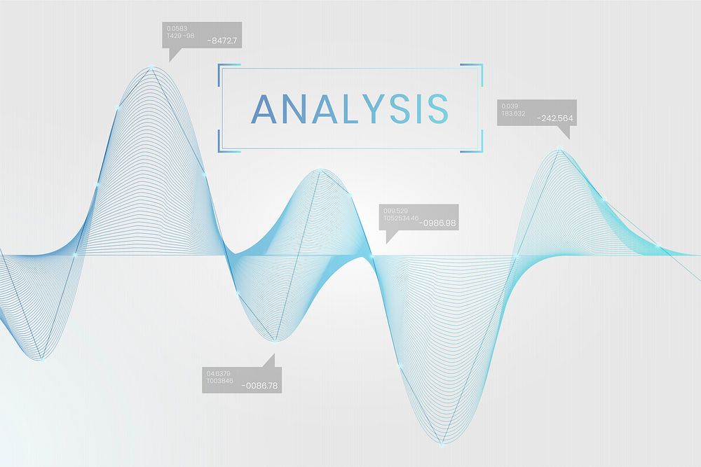 Blue business data analysis graph vector
