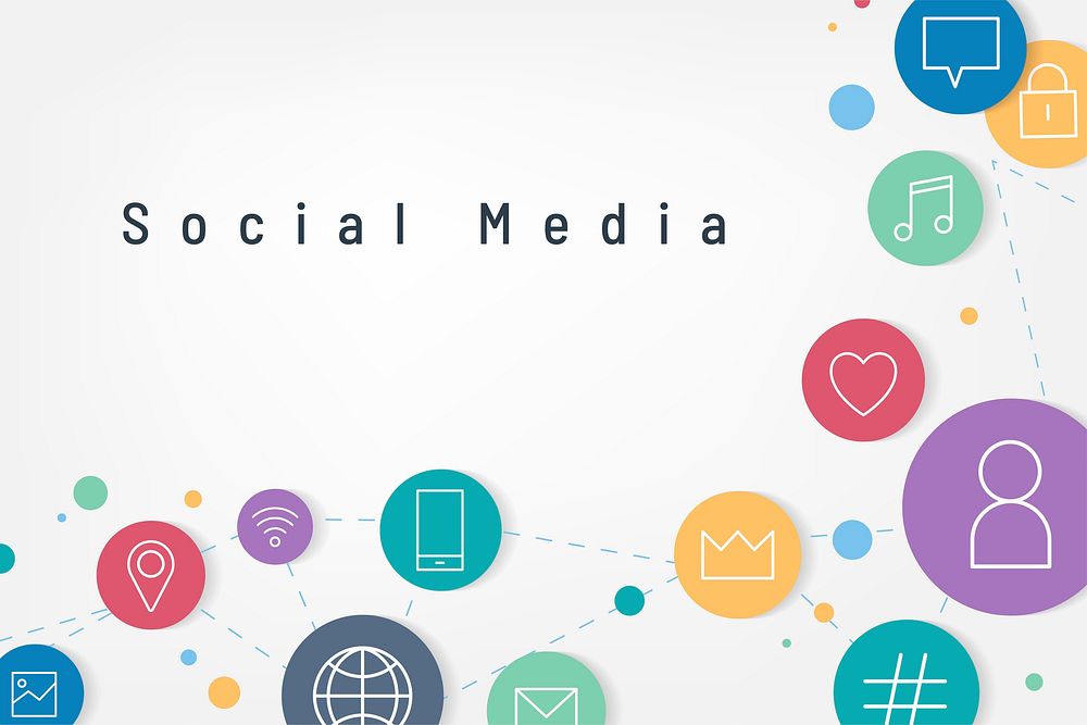 Colorful social media icons background vector