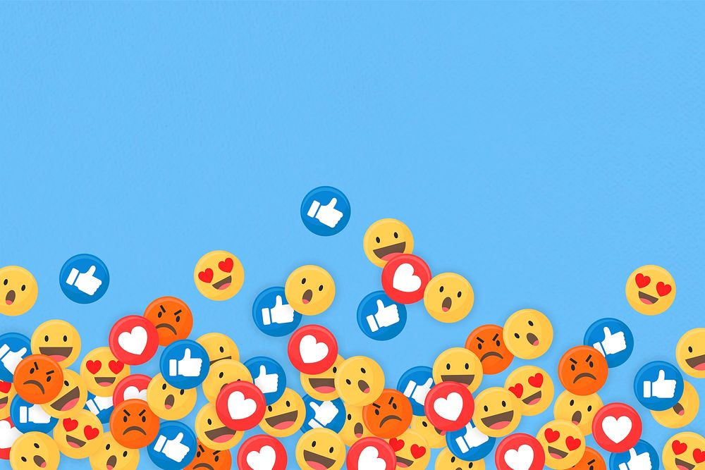 Social media icons border on a blue background vector