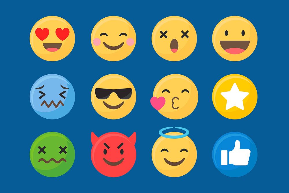 Social media emoticons vector set