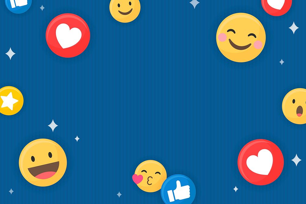 Social media emoji pattern on a blue | Premium Vector - rawpixel