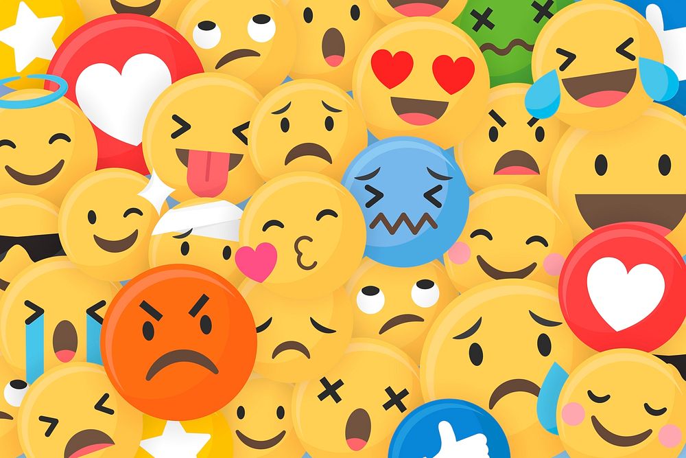 Social media emoji patterned background vector