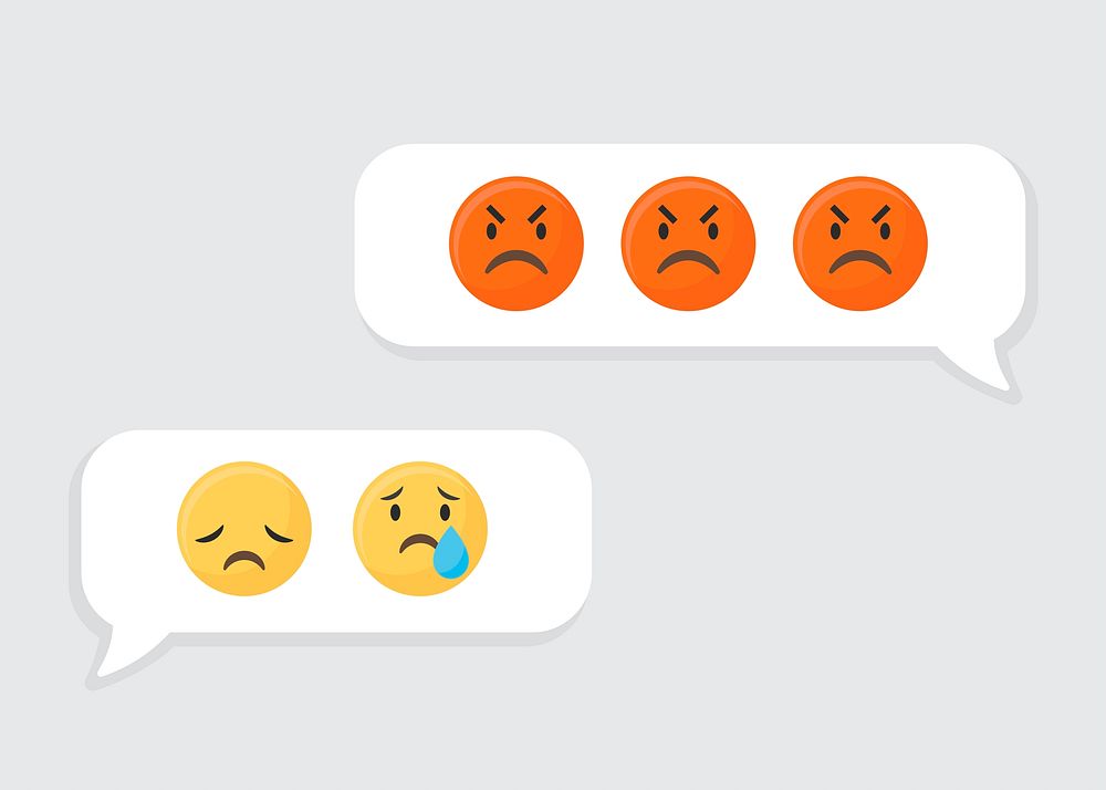 Angry and sad icons in speech bubbles vector