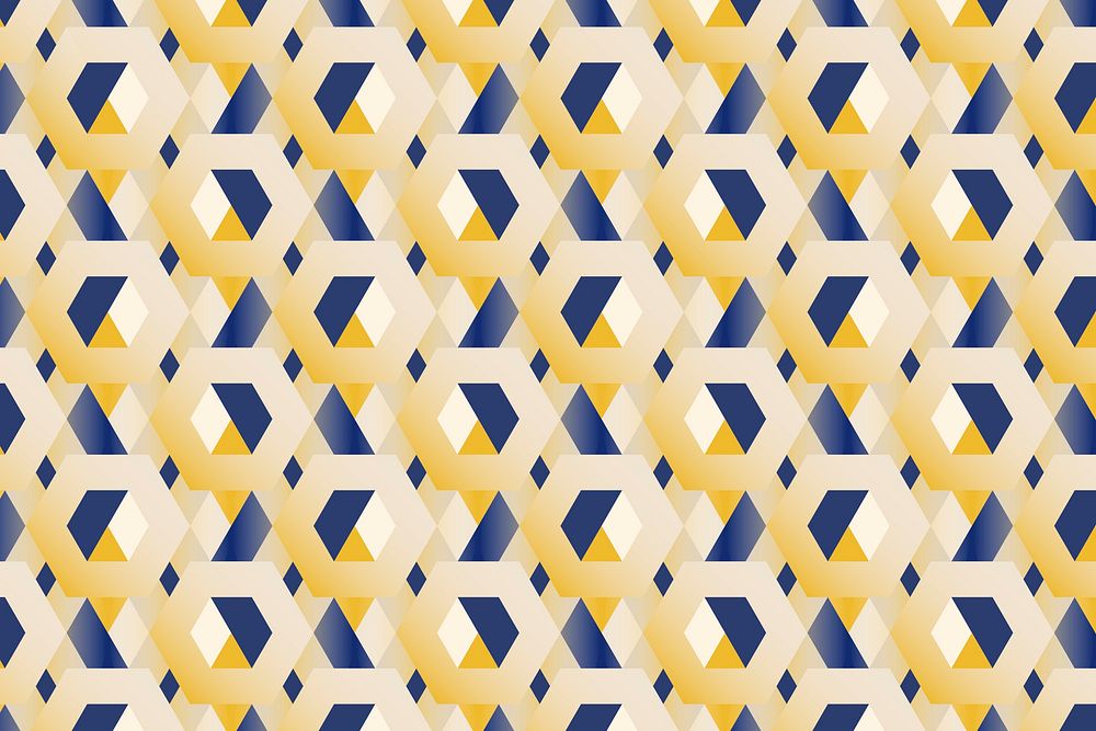 3D yellow and blue hexagonal patterned background vector