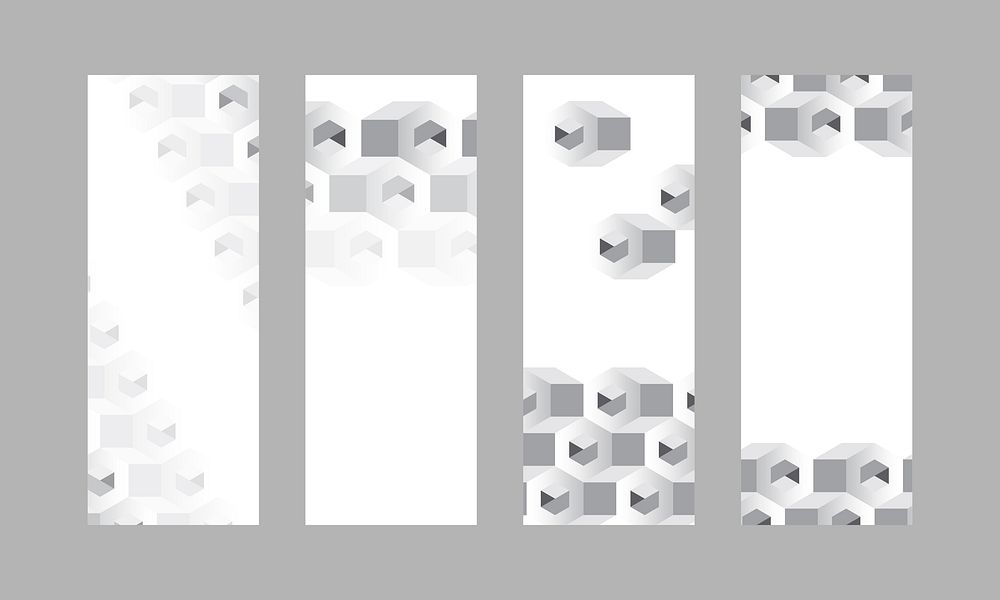 3D white and gray hexagonal patterned banner vectors set