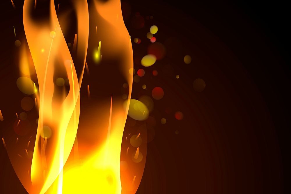 Yellow blazing flame on a black background vector