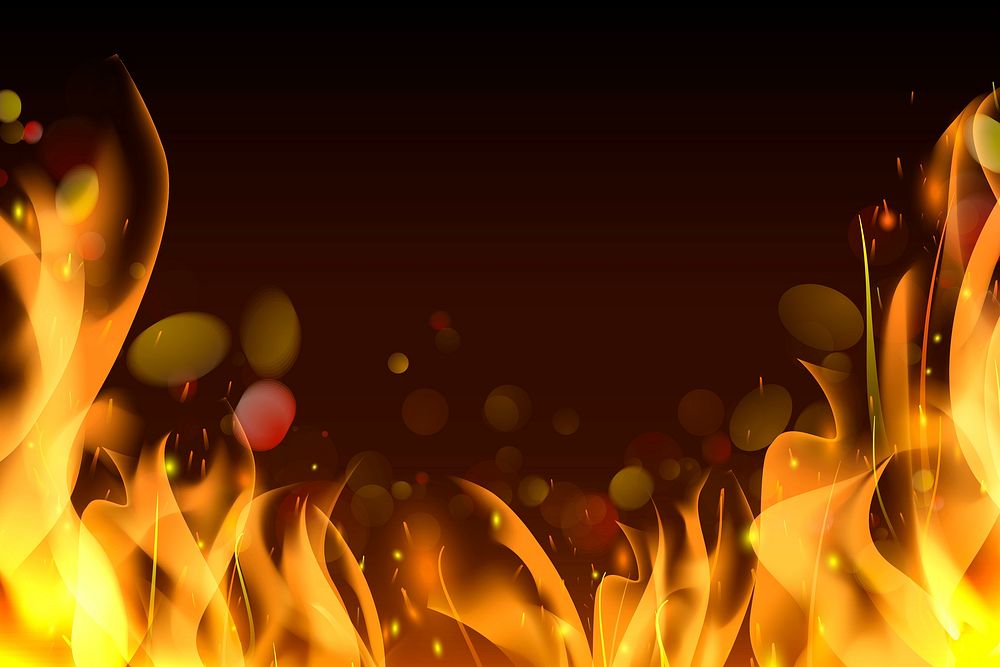 Yellow blazing flame on a black background vector