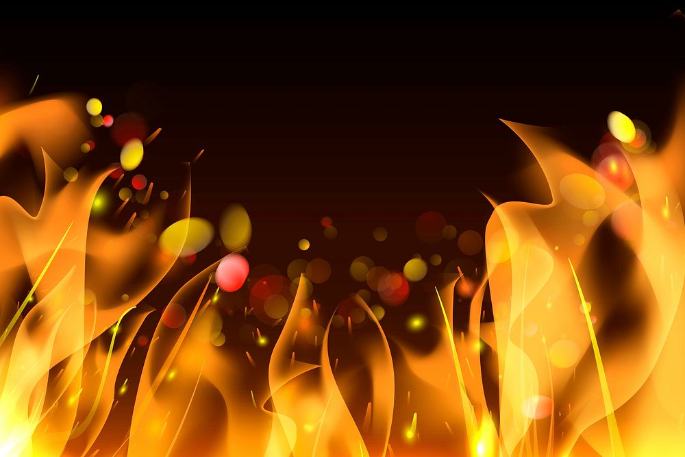 Yellow blazing flame on a black background vector