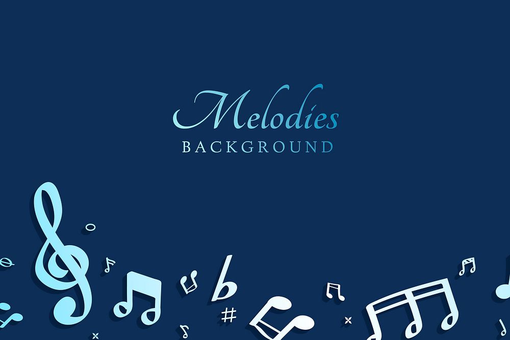 Blue flowing music notes on blue background vector