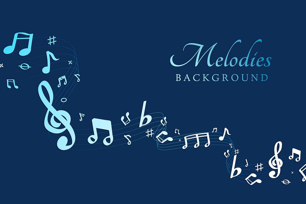 Blue flowing music notes on blue background vector