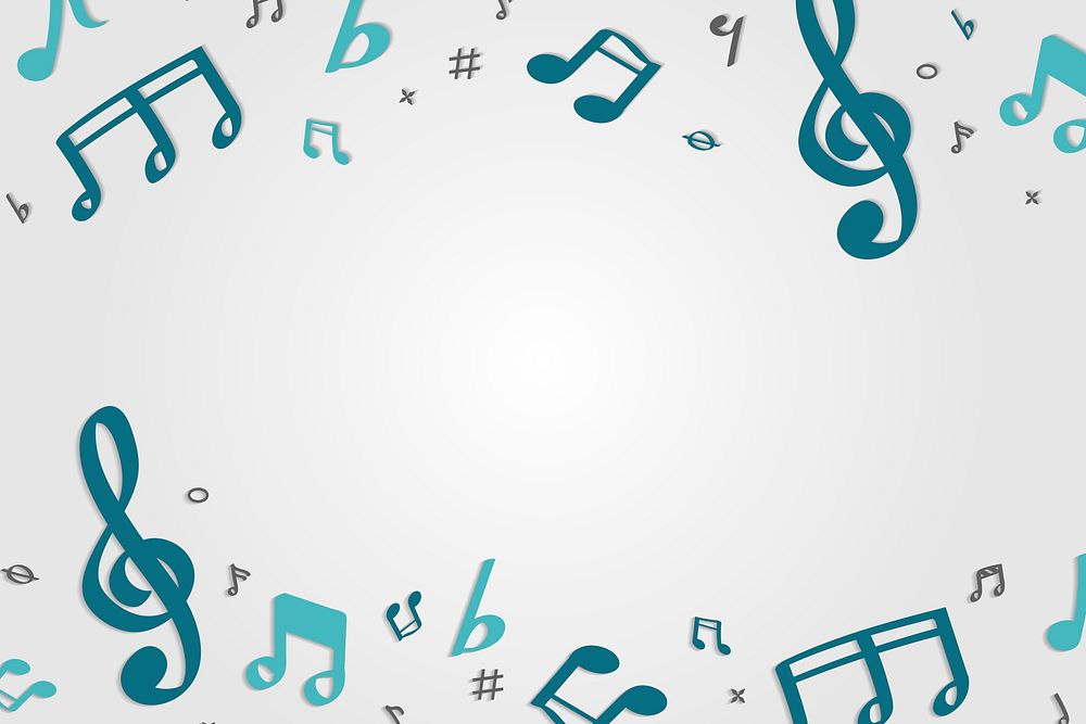 Blue flowing music notes on white | Free Vector - rawpixel