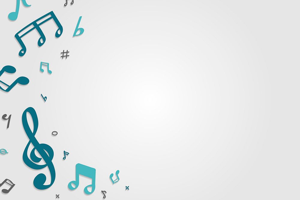 Blue flowing music notes on white background vector