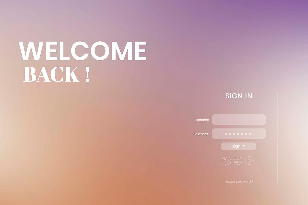 Welcome back login page vector