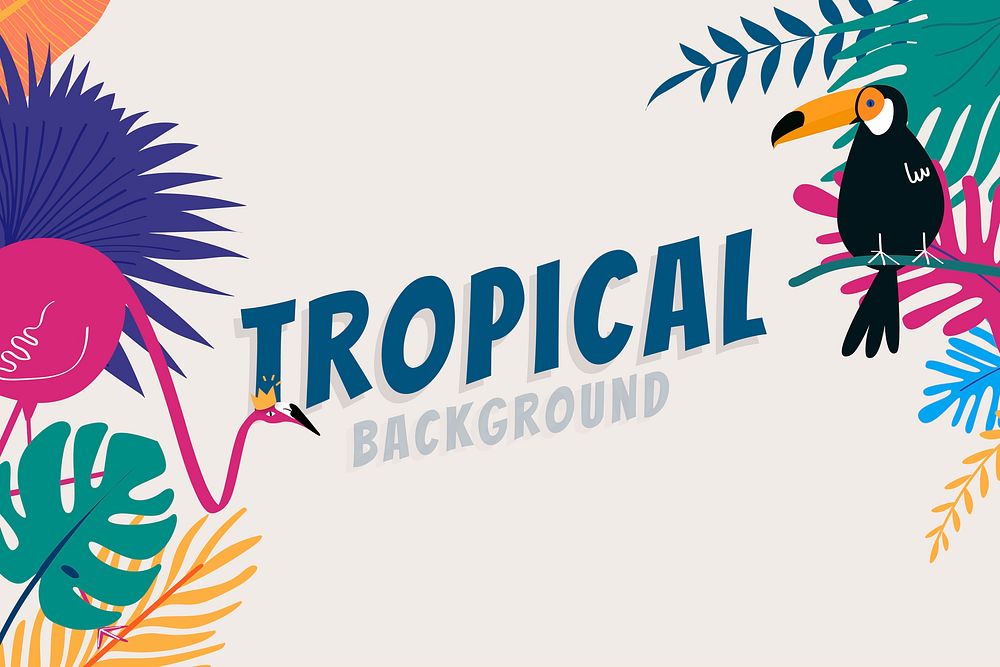 Tropical poster template beige background vector