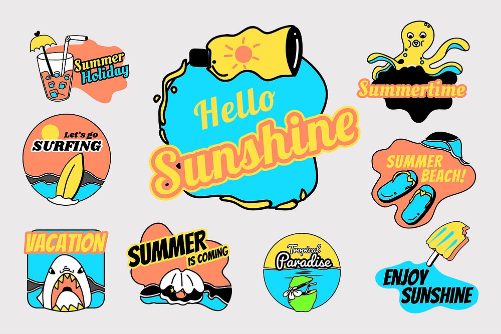 Tropical summer badge collection vectors