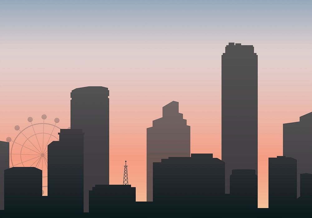 Black silhouette cityscape background vector