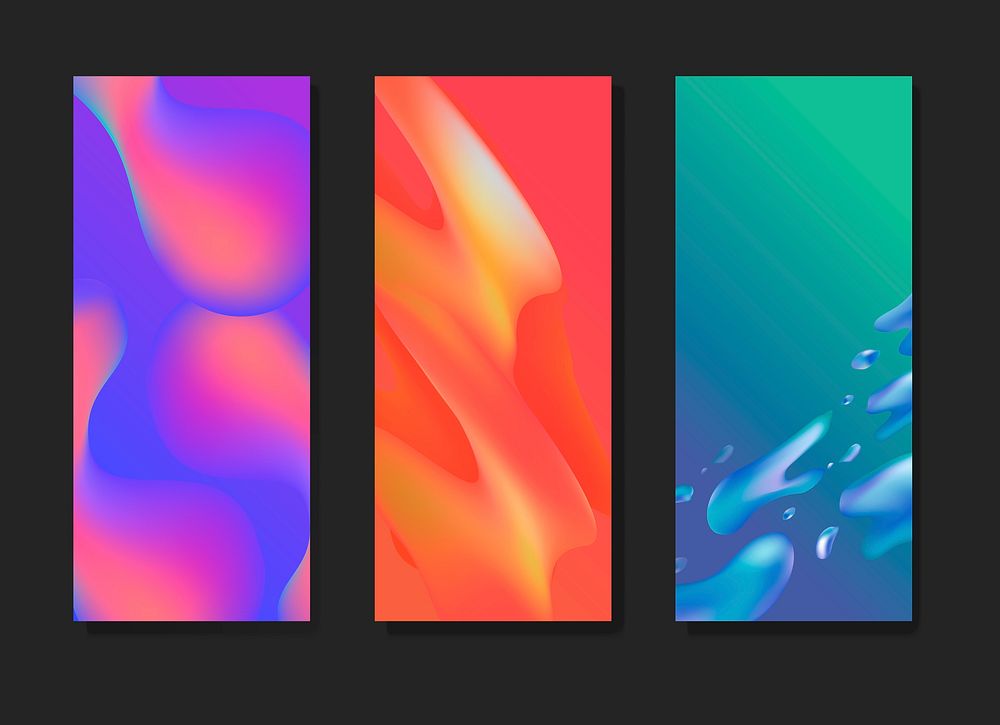 Colorful fluid gradient banner vector set