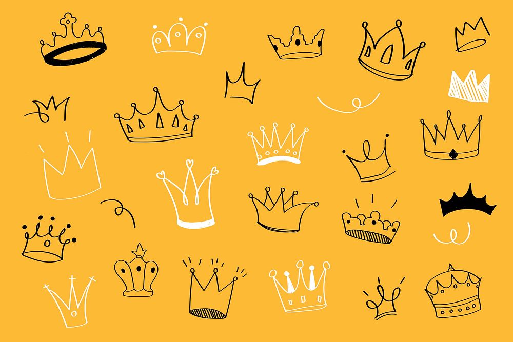 Various crowns doodle illustration vector