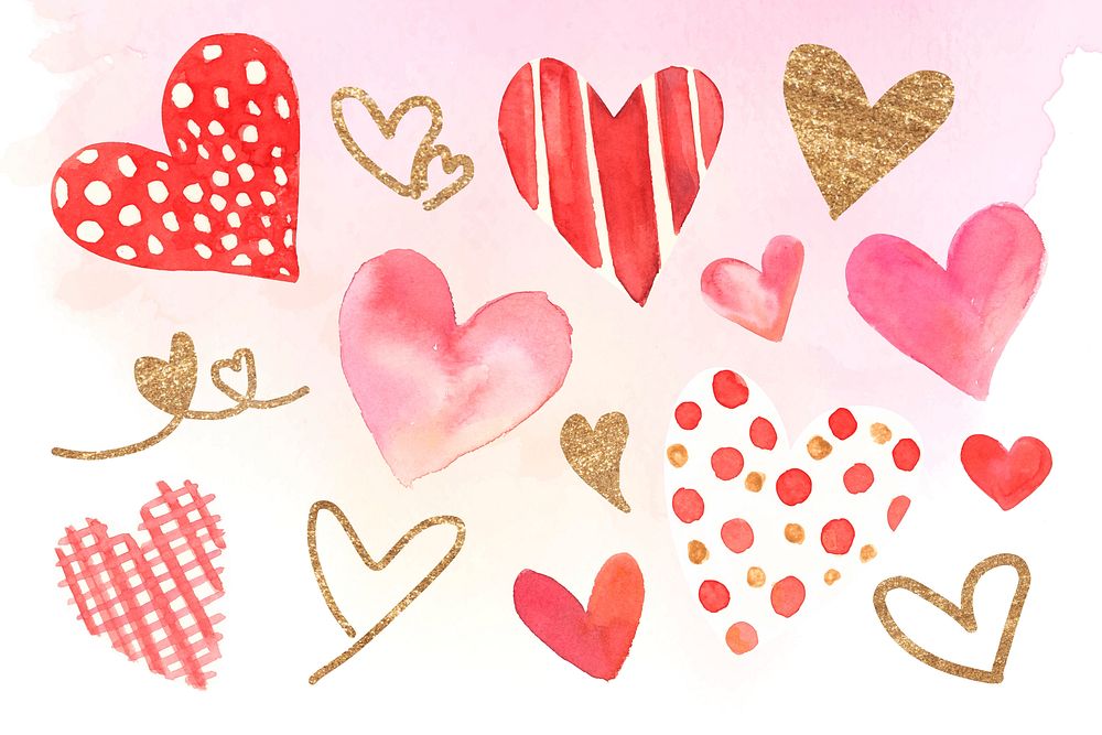 Red hearts pattern wallpaper vector collection