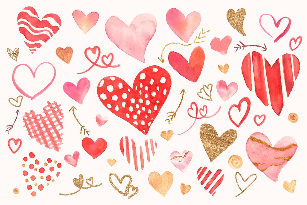 Red hearts pattern wallpaper vector