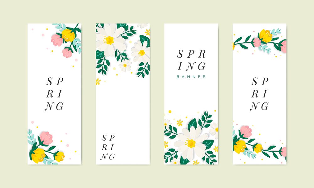 Spring floral frame banner vector