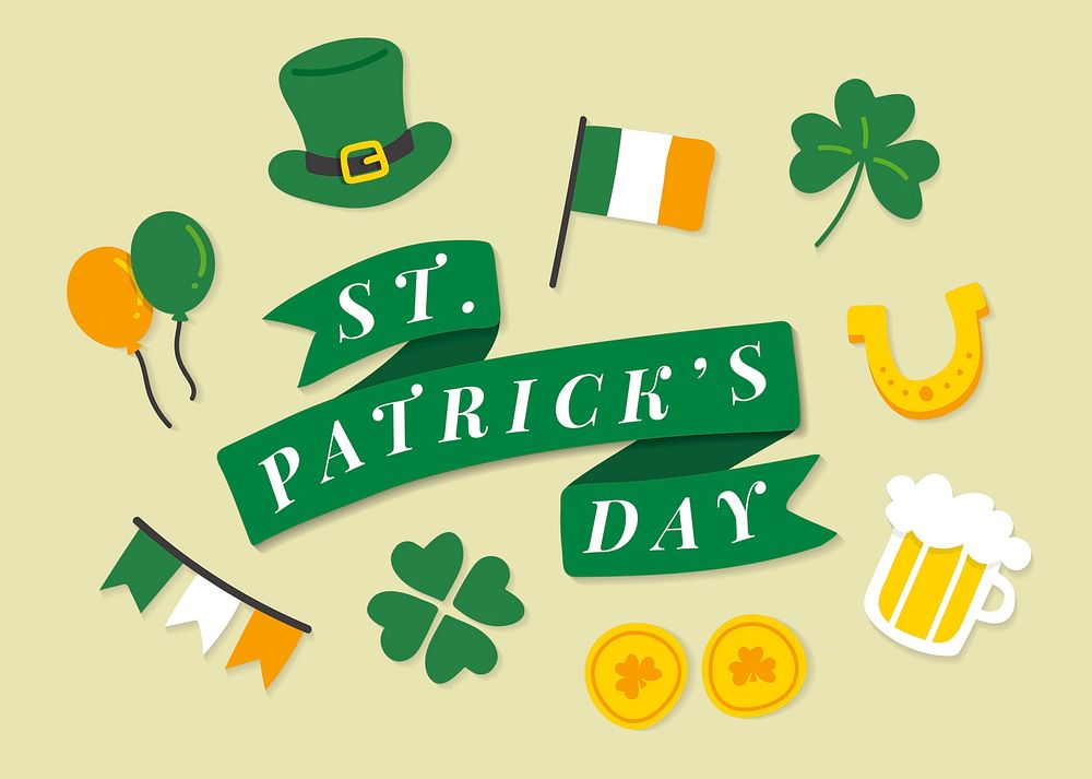 St.Patrick&rsquo;s day icons set vector