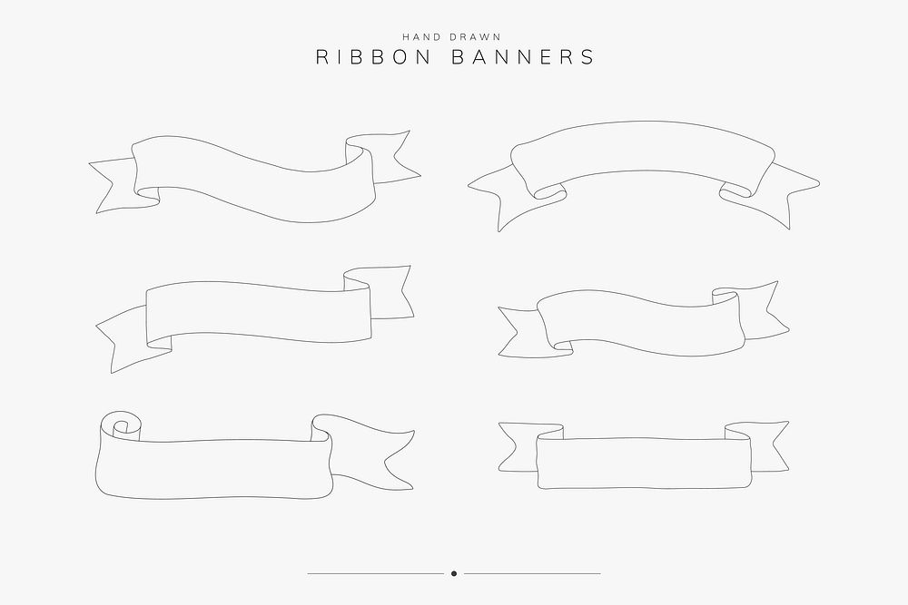 Vintage hand drawn ribbon banner collection vectors