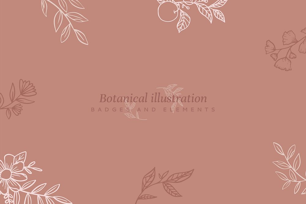 Botanical pattern on dark orange background vector
