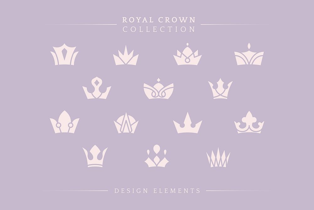 Hand drawn royal crown doodle vector collection