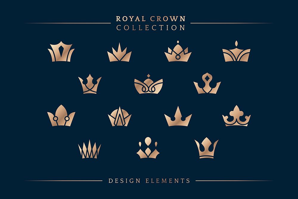 Hand drawn royal crown doodle vector collection